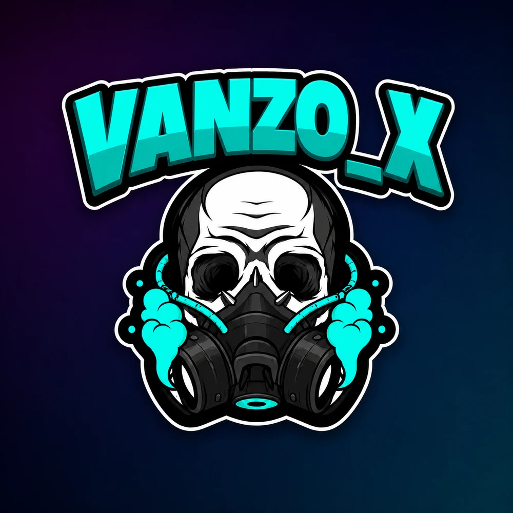 Logo completo Vanzo_X con teschio e maschera antigas
